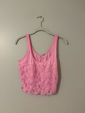 Free People Pink Lace Camisole Tank